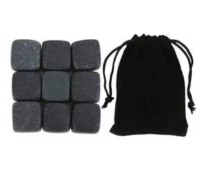 lot 16178 image: Whiskey Stones Chilling Rocks Beverage Cooler Set, Basalt Beverage Chilling Stones with Storage Bag, Reusable Ice Cubes for Drinks, Whiskey Chilling Stones Ice Stones for Drinks - Retail $0