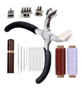 lot 16180 image: Missing Some Accessories Stitching Hole Punch BUTUZE, 4mm Silent Rhombus Leather Hand Pliers with Leather Needle, Wooden Needle Case, Waxed Thread for Belts, Straps, Saddles, Shoes, Fabric DIY - Retail $0