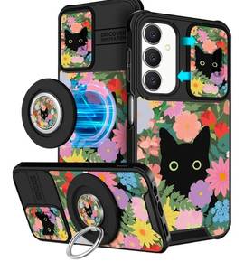 lot 16199 image: for Samsung Galaxy A25 5G Phone Case - 2in1 Women Cute Girls Phone Cover Girly Kawaii Cat Flower Pretty Camera Cover Compatible with MagSafe Ring Holder Stand for Samsung A25 5G Cases 6.5�� - Retail $0