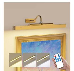 lot 16204 image: Wireless Picture Light Battery Operated, 1Pack Remote Control Painting Light with Timer, 13Hrs Service Life Art Display Light for Picture Frame Artworking Portrait, Poster, Photo, Mirror -Brass - Retail $0