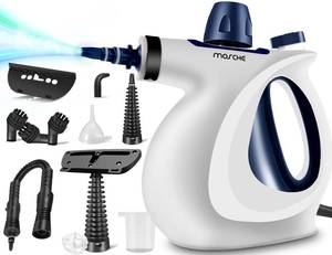 lot 16220 image: Handheld Pressurized Steam Cleaner with 11-Piece Accessory Set, Multi-Surface Steamer for Cleaning, All Natural Steam Cleaner for Home, Upholstery, Car, Floor, Kitchen and More - Retail $47