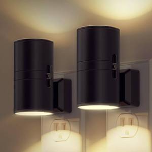 lot 16225 image: L LOHAS LED Night Light Plug in, Modern Night Lights Plug into Wall, Dusk to Dawn Sensor, Soft White 3000K, 0-100LM Adjustable Brightness, Dimmable Night Lights for Hallway Bedroom Stairway, 2 Pack - Retail $14