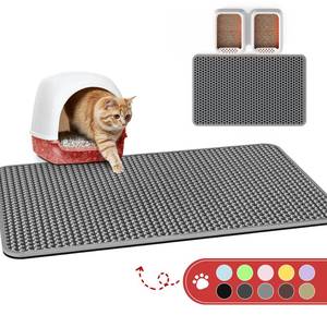 lot 16241 image: Cat Litter Mat - 46 x 35 Small Litter Trapping Mat, Easy to Clean Litter Box Mat, Waterproof, Urine-Proof, Non-Slip Kitty Litter Mats for Floor, Grey - Retail $35