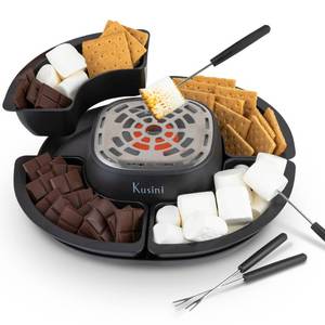 lot 16242 image: Appears Pre Owned Kusini Smores Maker Tabletop Indoor - Flameless Electric Marshmallow Roaster �� 4 Detachable Trays & 4 Roasting Forks �� Gift Set & Date Night Idea. Movie Night Supplies & Housewarming Gift - Retail $36
