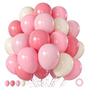 lot 16248 image: Pink and White Balloons, 60Pcs 12 Inch Dusty Pink Pastel Light Pink Sand White Balloons for Baby Shower Wedding Bridal Shower Birthday Party Decorations - Retail $0