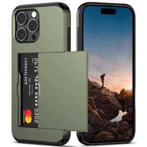lot 16255 image: Nvollnoe Compatible with iPhone 16 Pro Max Case with Card Holder Dual Layer Heavy Duty Protective Shockproof Hidden Card Slot Slim Wallet Phone Cover for Women&Men 6.9 inch(Green) - Retail $14