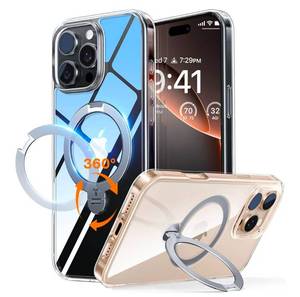 lot 16264 image: TORRAS 360° Spin Magnetic Stand Case for iPhone 16 Pro Max Case, Fit for MagSafe, 12FT Military Grade Protective Case for 16 Pro Max Phone Case with Kickstand Rotatable, Ostand Spin, Clear, 6.9 inch - Retail $0