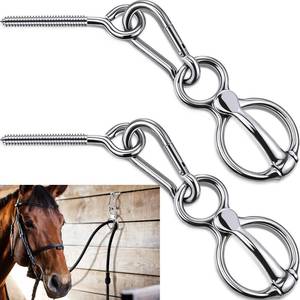lot 16282 image: Dunzy 2 Sets Horse Tie Ring, Horse Tack and Supplies Horse Training Equipment Safe Horse Accessories with Eye Bolt, Tie Rings (Silver) - Retail $22