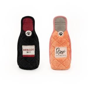 lot 16293 image: Z-Stitch� Happy Hour Crusherz 2-Pack - Merlot and Ros�, Funny Dog Toys for Aggressive Chewers, Durable Plush Alcohol Puppy Toys, Squeaky Toys for Dog Birthday - Retail $13
