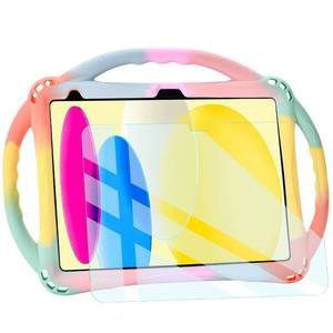 lot 16294 image: TopEsct Kids Case for iPad (A16) 11th Gen 11 2025, iPad 10th Gen 10.9 2022 with Tempered Glass Screen Protector, Silicone Shockproof Case Comes with Strap (Rainbow) - Retail $25