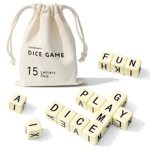 lot 16306 image: COHHFWPD Crossword Dice Game, Word Game, 15 Large Letter Dice, Word Dice Game for Family Games, Travel & On-The-Go Fun - Retail $14