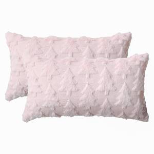 lot 16311 image: ONE PILLOW CASE AVOIN colorlife Christmas Tree Pink Throw Pillow Covers Set of 1, 12 x 20 Inch Soft Plush Faux Fur Jacquard Cushion Case Festivals Winter Decoration for Sofa Couch - Retail $12