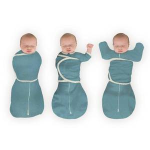 lot 16325 image: SwaddleDesigns 6-Way Omni Swaddle Sack, Arms Up Swaddle for Newborn, More Options to Calm Startle Reflex, Improves Sleep, 12-18 lbs, Heathered Teal - Retail $25