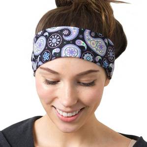 lot 16335 image: RiptGear Stretch Sport Headband for Women (Purple Paisley) �� Made of Non-Slip Sweat Wicking Fabric �� Great for Yoga, Running or The Gym �� Soft Headband That Fits Most Head Sizes �� (1-Pack) - Retail $10