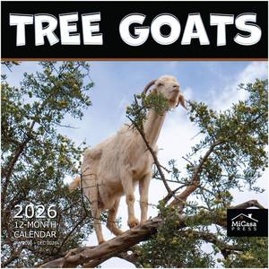lot 16337 image: MICASA PRESS Tree Goats 2026 Wall Calendar 12 Month  12�� x 24�� Open  Thick & Sturdy Paper  Holiday Gift  Funny Animal Calendar 2026 - Retail $5