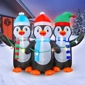 lot 16351 image: FunFanso 6 FT Christmas Inflatable Penguin Decoration, Blow up 3 Cute Penguins, Blowsup Decor, Built-in Bright LED Lights, Festival Decorations for Christmas Party Outdoor Yard Patio Garden Lawn D�cor - Retail $41