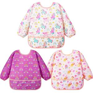 lot 16355 image: ONLY TWO Lictin 2Pack Baby Bibs for Boy or Girl, Cute Long Sleeve Bib, Waterproof Bibs for Toddlers,Adjustable Closure Baby Smock, Mess Proof Baby Bib, 6-24 Months Reusable Infant Baby Bibs - Retail $13