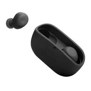 lot 16357 image: JBL Vibe Buds - True Wireless Earbuds, Smart Ambient, VoiceAware, Up to 32 total hours of battery life with speed charging, Water and dust resistant, JBL Deep Bass Sound (Black) - Retail $50