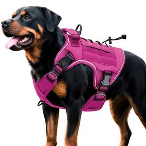 lot 16361 image: Heavy-Duty Tactical Dog Harness for Large Dogs, No Pull Adjustable Reflective Pet Vest with Molle System, K9 Military-Grade Control for Service Training, Outdoor & 10 Breeds, Pink, X-Large - Retail $24