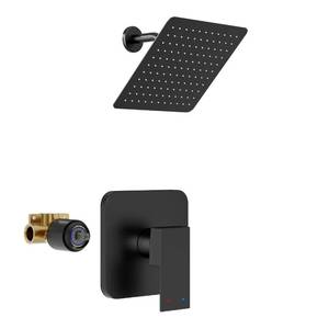 lot 16380 image: HoliSpa Shower Faucet Set, Black Shower Faucet, All Metal 8-Inch Showerhead and Handle Set, Shower-Trim Kit Included Valve, Matte Black