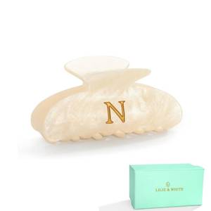 lot 16383 image: LILIE&WHITE Acrylic Letter Hair Clips For Women Stylish N Monogram Hair Claw Alphabet Hair Clip Fashion Glitter Claw Clip Elegant And Durable Hair Accessory Large Hair Clips N - Retail $10