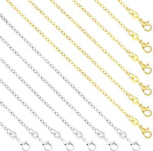 lot 16397 image: SANNIX 50 Pack Bulk Necklace Chains 20 Inches Cable Chain Necklace for DIY Jewelry Making, Silver and Gold - Retail $15