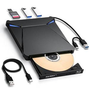 lot 16399 image: Haiway 5 in 1 External Blu-ray Burner Drive, USB 3.0 & Type-C DVDCDBlu ray Burner Writer with SDTF Card Reader, Supports 100GB Discs RW for Windows, Linux, macOS (PCLaptopDesktop) - Retail $99