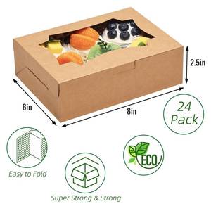 lot 16400 image: TOMNK 14pcs 8x6x2.5 ��Inches Cookie Boxes, Bakery Boxes with 3 Style Window, Treat Boxes, Pastry Pie Boxes for Chocolate Strawberries, Donuts, Cupcakes, Muffins and Dessert - Retail $13