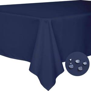 lot 16403 image: BYDOLL Table Cloth Navy Blue 70x120 Inch Tablecloth for 8 Foot Rectangle Tables Outdoor Washable Wrinkle Free and Spillproof Polyester Tablecloth for Festival Camping Picnic Party Cover - Retail $20