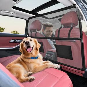 lot 16421 image: ROUWINNE Dog Barrier for SUV, 50 Dog Car Barrier Behind Front Seat, Escape-Proof Back Seat Divider & Cargo Area Gate, Durable Dog Net for Car, Safety Mesh Pet Restraint - Retail $70