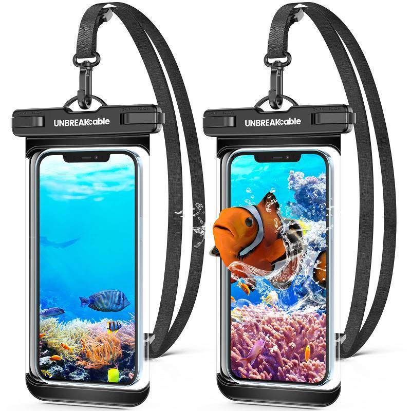 lot 34990 image: UNBREAKcable Waterproof Phone Pouch-2 Pack IPX8 Waterproof Phone Case for iPhone 16 15 14 13 12 11 Pro Max & Samsung S25 S24 S23-Dry Bag & Travel Essentials for Beach, Pool, Kayak & Cruise-7 Black - Retail $16