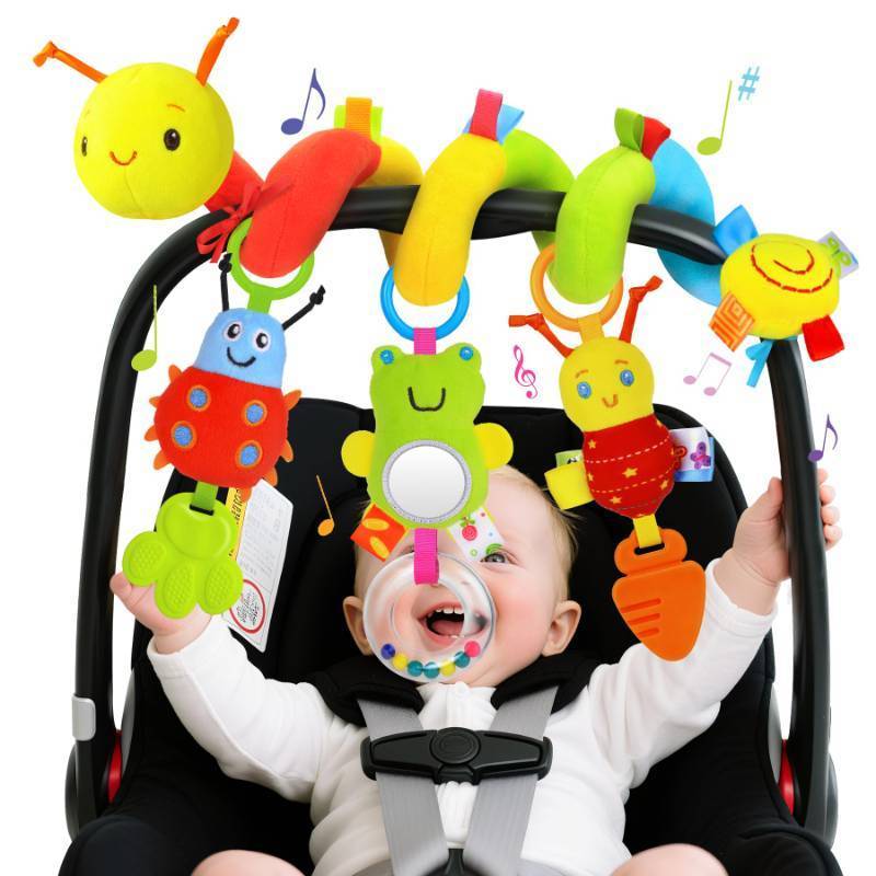 lot 44223 image: Spiral Car Seat Toys for Infants, 0-6 Months Car Seat & Stroller Pram Separable Activity Hanging Toys with Rattle, Teethers, Newborn Soft Plush Travel Toy for Boys Girls Essentials Gifts - Retail $15
