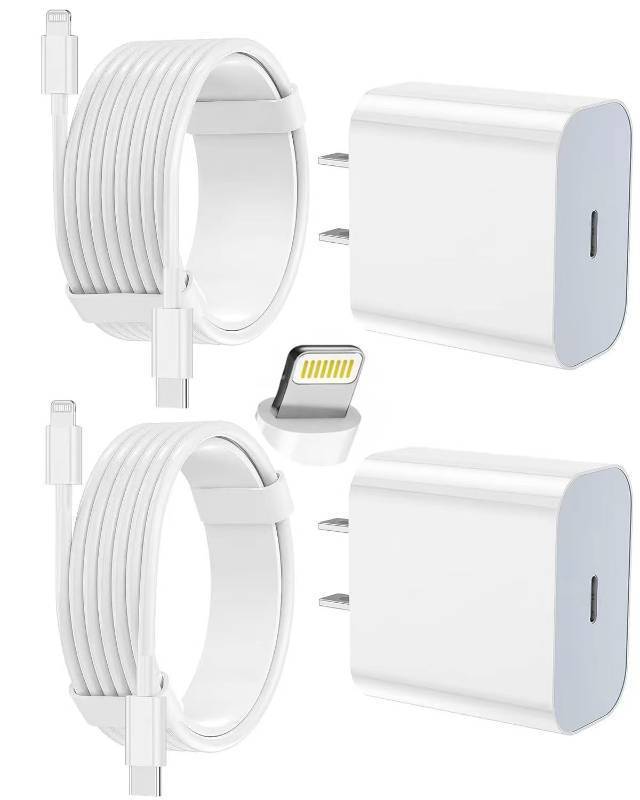 lot 55040 image: iPhone Charger Fast Charging 2 Pack Type C Wall Charger Block with 2 Pack 6FT&10FT Long USB C to Lightning Cable for iPhone 14131212 Pro Max11Xs MaxXRX, AirPods Pro - Retail $10