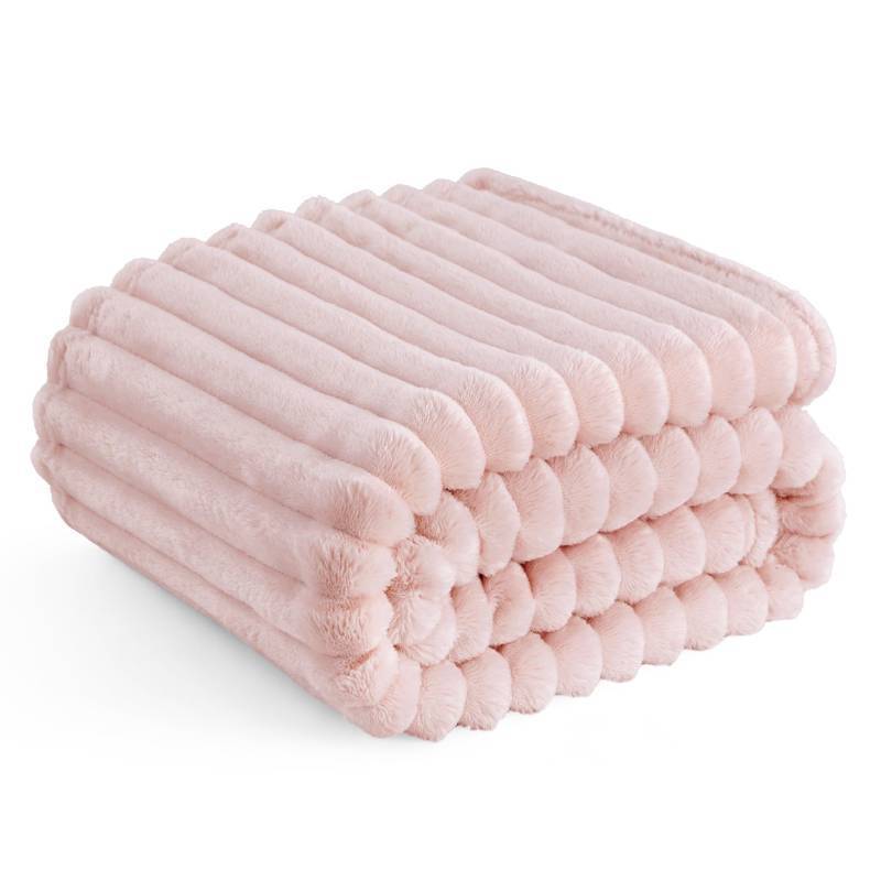 lot 35103 image: Bedsure GentleSoft Crystal Pink Throw Blanket for Couch - Cozy Soft Blankets for Women, Cute Small Throws for Girls, 50x70 Inches - Retail $23