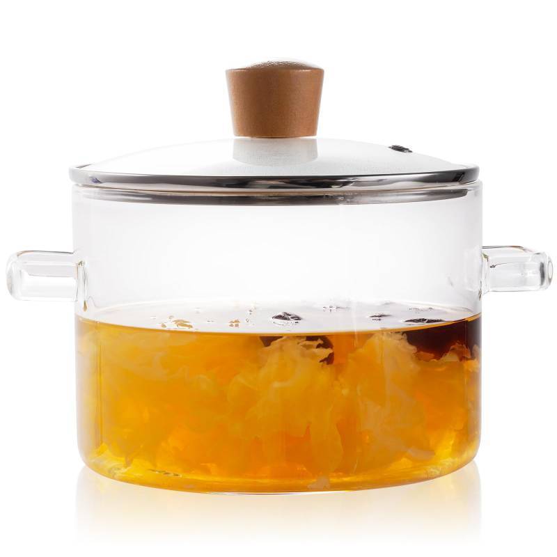 lot 35109 image: Glass Pots for Cooking on Stove, 1.8L60 OZ Clear Simmer Pot Potpourri, Glass saucepan with Lid, Cookware for Stovetop - Retail $20