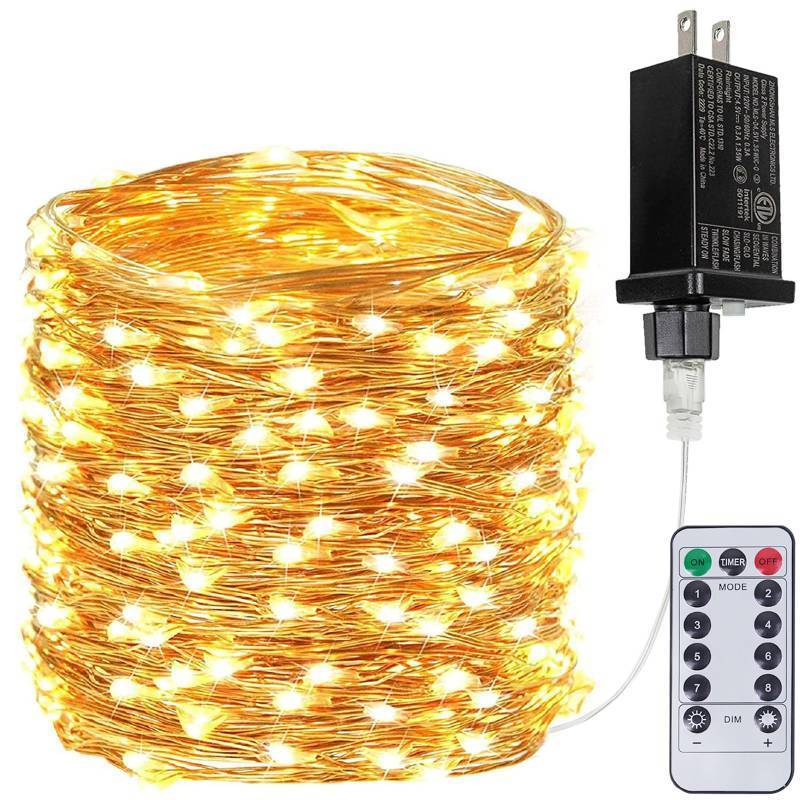 lot 15596 image: 66Ft 200LED Fairy Lights Plug in with Remote, Waterproof String Lights Outdoor & Indoor 8 Modes with Timer, LED Twinkle Lights for Girls Room Garden Patio Halloween Christmas Decorations (Warm White)