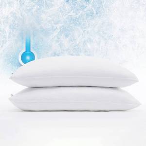 lot 62053 image: Serta Power Chill Cooling Pillow Protectors, Stain Resistant and Zippered Pillow Protector, Protects Pillow from Dust and Dirt (2 Pack), StandardQueen, White - Retail $20