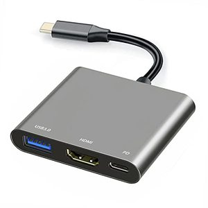 lot 62061 image: USB C to HDMI Multiport Adapter with Charging Port, HDMI to USB C Hub Adapter for Monitor to Laptop, USB-C to USB 3.0 Adapter 10Gbps, USB-C HDMI Adapter 4K Converter for Mac iPad pro MacBook Chromebook - Retail $10