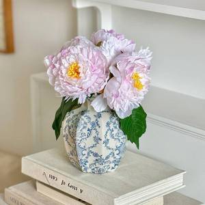 lot 62062 image: Vintage Blue Ceramic Vase, Small Blue and White Porcelain Decorative Flower Vase for Centerpiece Living Room Table Shelf, Chinoiserie French Country Decor - Retail $26