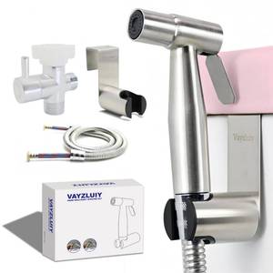 lot 62066 image: Handheld Bidet Sprayer for Toilet - Bidets for Existing Toilets Adjustable Water Pressure with Bidet Hose for Feminine Wash, Stainless Steel Muslim Shower Jet Spray for Toilet - Retail $16