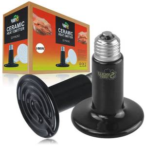 lot 62069 image: 100W Ceramic Heat Emitter, Reptile Heat Bulbs, Ceramic Heat Lamp for Reptiles, Amphibian, Chicken, Dog, Cat (2-Pack) - Retail $17