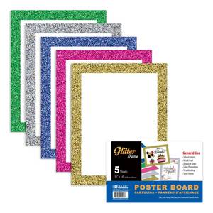 lot 62072 image: Poster Board Glitter Frame Color - Assorted Glitter Color, Sparkling Frame Colored Poster Board Paper for Crafts, Decorations, & Vision Board Projects, 11 x 14, 5Pack, 1-Pack - Retail $5