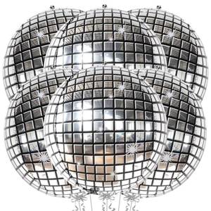 lot 62077 image: Big Silver Disco Ball Balloons - 22 Inch, Pack of 6  Disco Party Decorations, 4D Sphere Disco Balloons  New Years Balloons, New Years Eve Party Supplies 2026  Silver Birthday Decorations - Retail $10