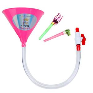 lot 62083 image: Beer Bong Funnel with Flow Valve 0.12 inch Upgraded Thickness Tube, Beer Bongzilla Funnel Vital Orange for Parties, Festivals, Carnivals (Pink) - Retail $15