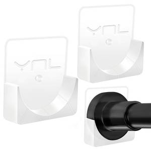 lot 62084 image: 2 Pack Adhesive Shower Rod Holders, Transparent Rod Retainer  Never Fall Down Shower Tension Rod Holders for Wall(Rod Not Included) - Retail $10