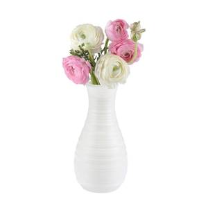 lot 62105 image: White Plastic Flower Vase, Ceramic-Look Decorative Vase for Flowers, Small and Cute for Home Living Room Dining Wedding Bouquet Decor (8 inches) - Retail $7