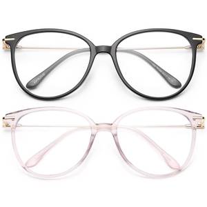 lot 62121 image: Blue Light Blocking Glasses - Trending Round TR90 Frames, Metal Arms, UV400 Protection - Matching Soft Case - Retail $18
