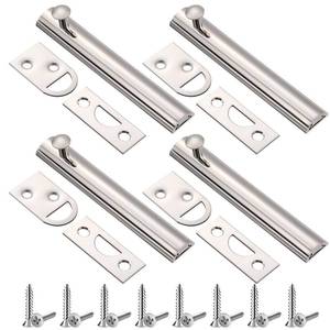 lot 62125 image: 4 Pcs Solid Brass Surface Bolt Door Slide Bolt Door Latches for Top of Slide Latch Lock(4,Silver) - Retail $24