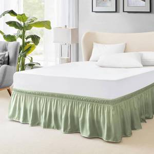 lot 62129 image: Elastic Bed Skirt - Full Size, 18-Inch Drop, Hotel Quality Dust Ruffle (Sage Green) - Retail $14