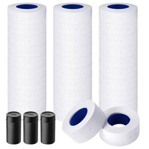 lot 62136 image: 30 Rolls 15000pcs White Price Gun Labels for Mx-5500 Labeler White Pricemarker Stickers Plus 3 Piece Refill Ink Rolls (30 Rolls Pure White  3 Refill Inks) 1 Roll Use. See pic for reference.  - Retail $15
